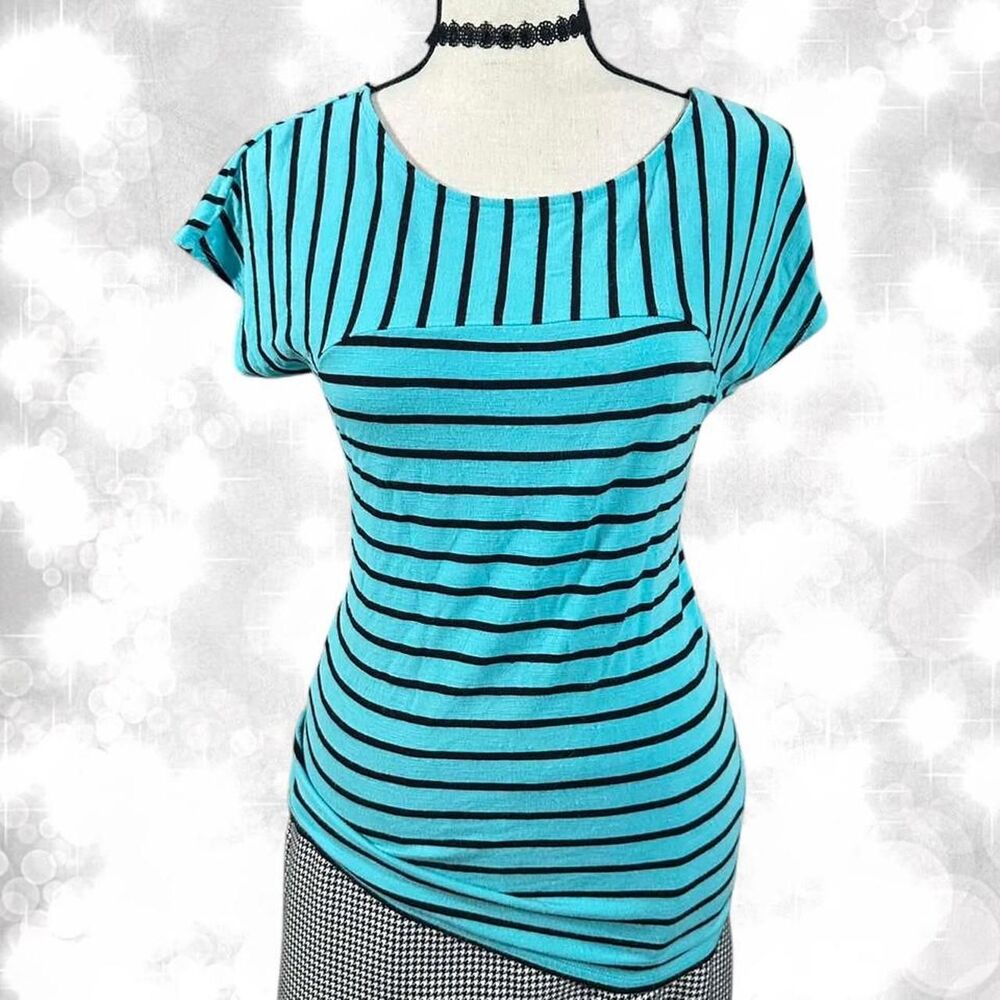 Y2K Layering Style Striped Blue and Black Babydoll Summer Top